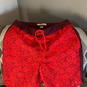 Red Floral Men's or Teens Swim Shorts